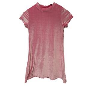 Vintage Swat 90s Y2K Pink Velour Mock Neck‎ Dress Girls 16 Women's XS